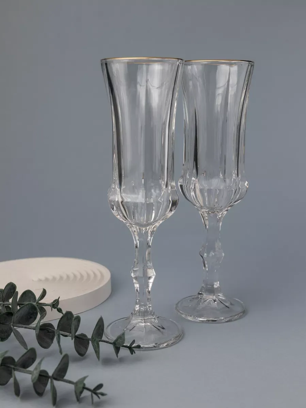 Набор бокалов для шампанского, 160 мл. 6 шт, с золотом