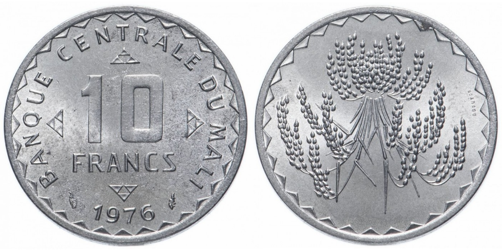Мали 10 франков, 1976 Сорго VF