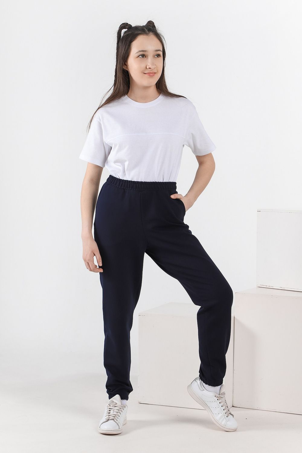 Брюки для девочки Скул-1 Виотекс ТЁМНО-СИНИЙ