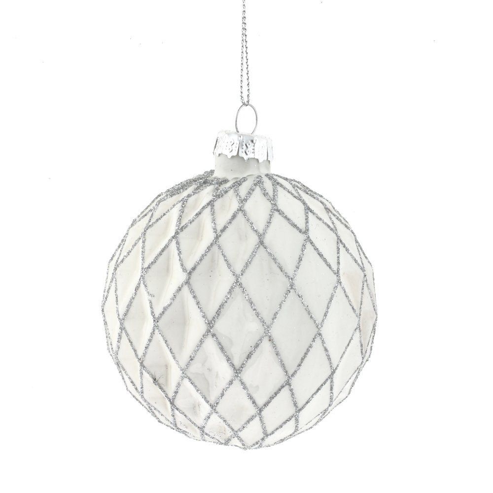 GAEM Украшение новогоднее Шар "Белая фантазия" (блок 12 шт), D8 см, L36 W28 H11 см, 4в.