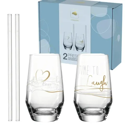 Leonardo Набор из 2 стаканов с соломинками Presente 365 мл Laugh