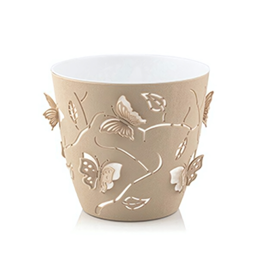 Горшок для цветов 3D "Бабочки" 5,3 л бежевыйшт