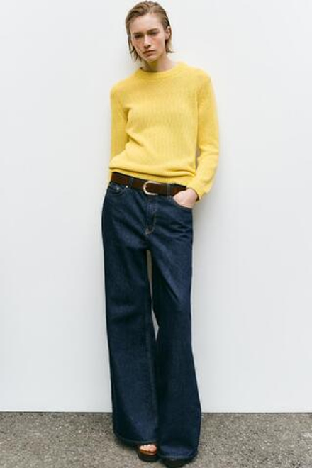 ZARA СВИТЕР В СТИЛЕ РУСТИК, ЖЕЛТЫЙ