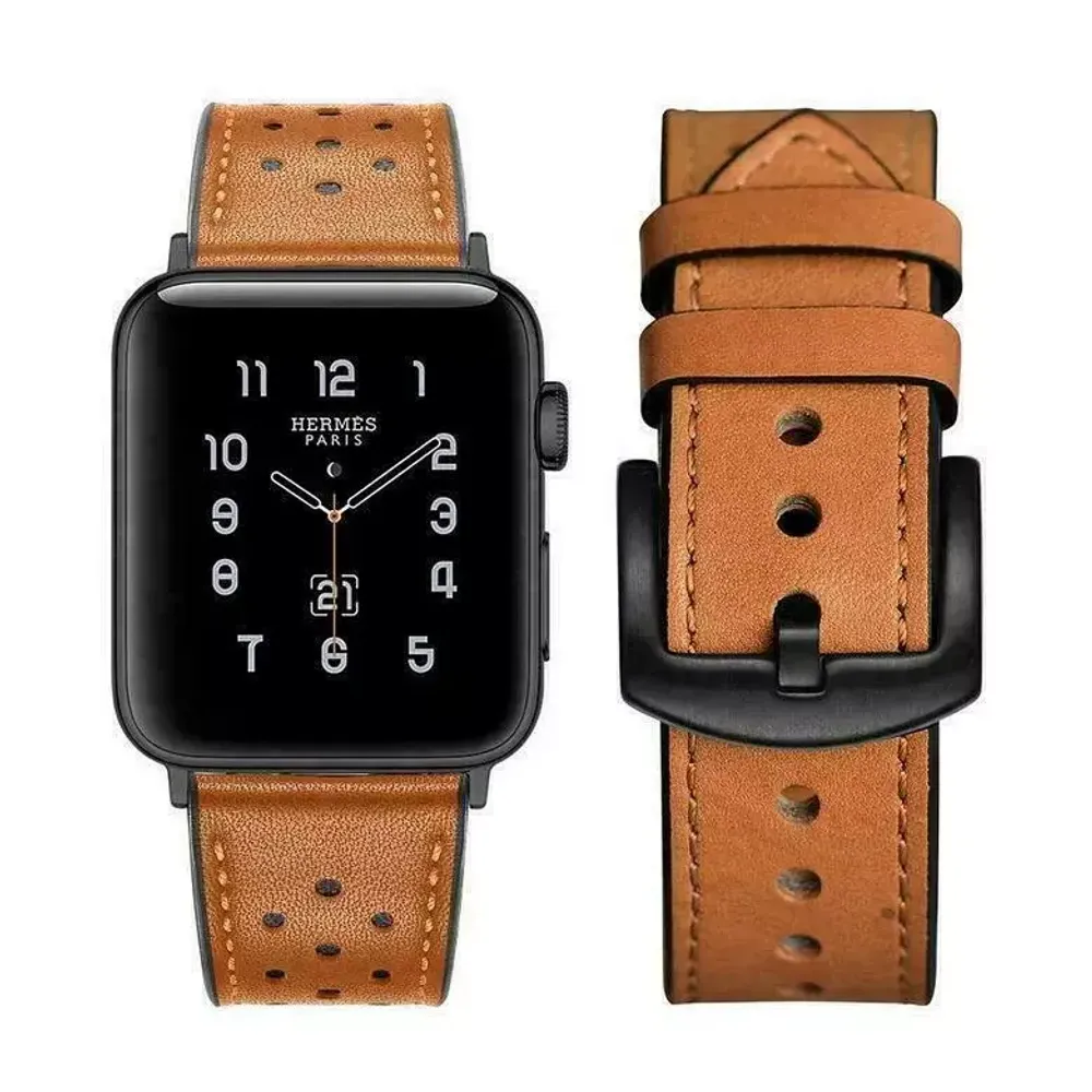 Ремешок Apple Watch 44мм,кожаный,Coffee