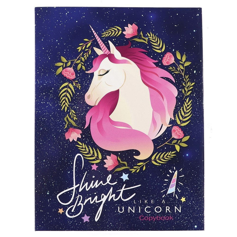 Тетрадь 80л., А5, клетка, Проф-Пресс "Единорог и космос", кольца