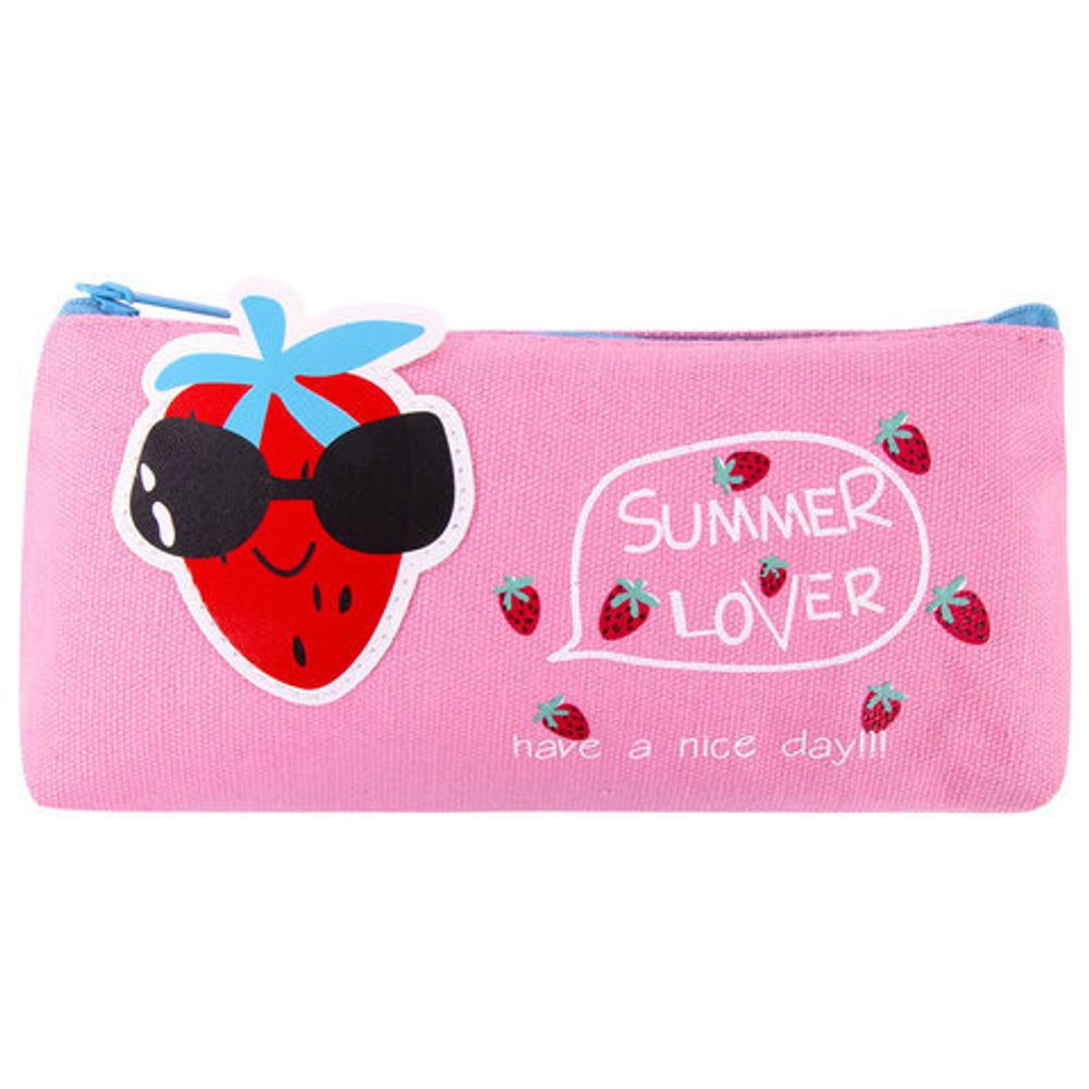 Пенал-косметичка BRAUBERG, канвас с аппликацией, "Cool Strawberry", 19х4х8 см, 228998