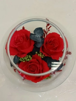 натуральные кустовые розы в стекле, вакуум