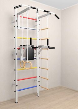 Шведская стенка Sv Sport усиленная 604 (Турник стандарт/Брусья/Канат/Kольца/Лестница)