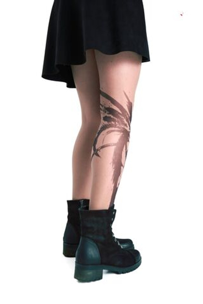 Колготки с принтом в виде девушки в краске (Размер: S-M-L) (Цвет: бежевый)