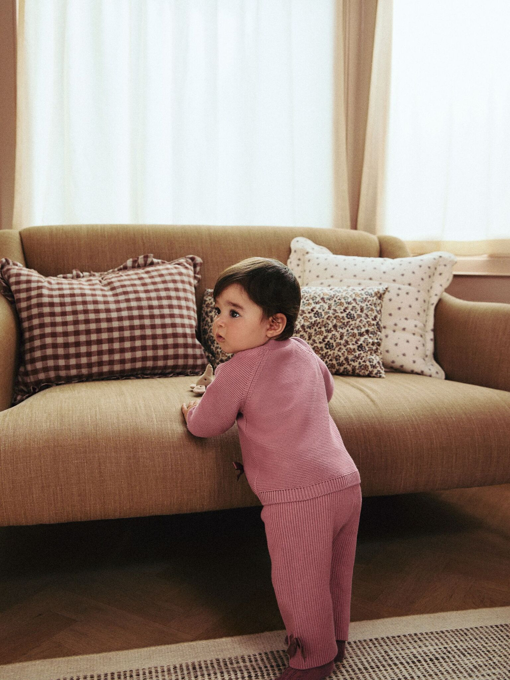 Вязаные свитер и брюки в комплекте для малышей Next E12-223, Розовый