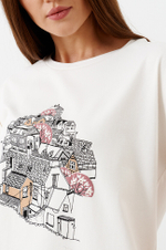 22857 Джемпер женский (молочный с дымчато-розовой печатью)