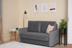 Диван Отто, шагающая еврокнижка, велюр, тёмно-серый