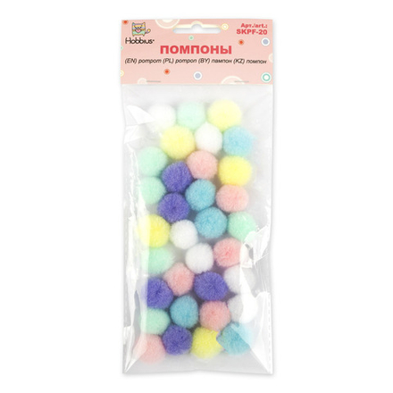 "Hobbius" Помпоны цв.01,  20 мм  30 шт