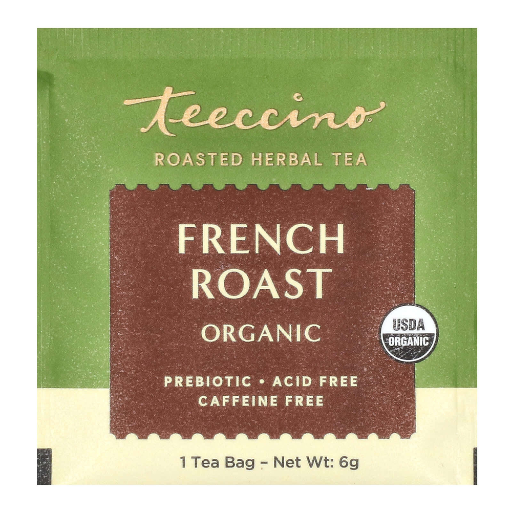 Teeccino, органический чай из обжаренных трав, французская обжарка, без кофеина, 25 чайных пакетиков, 150 г (5,3 унции)