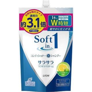 Шампунь-кондиционер 2 в 1 для гладкости и блеска Lion Япония Soft in 1, цитрус, 1,18 л