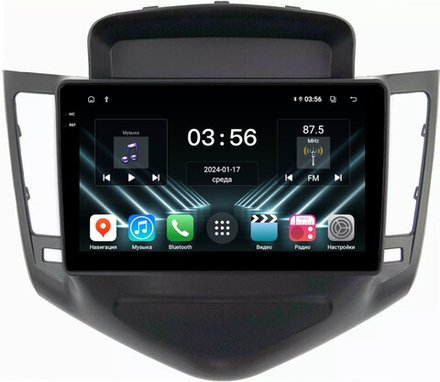 Магнитола для Chevrolet Cruze 1 2009-2012 (рамка черная) - FarCar DX045M монитор 9.5" IPS на Android 13, 4+64Гб, CarPlay