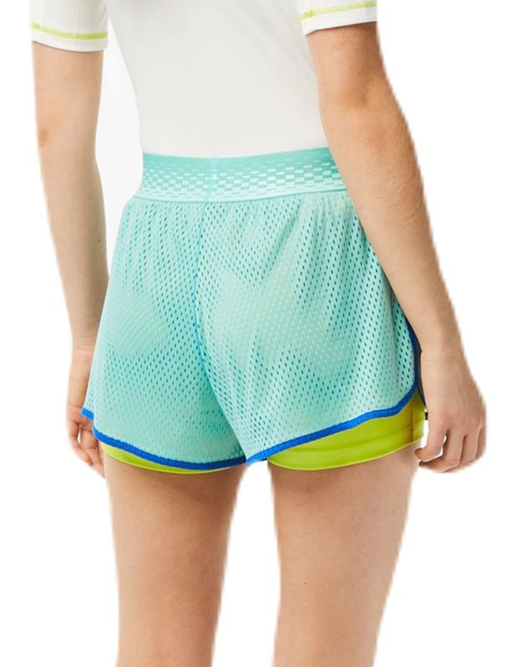Женские Шорты теннисные Lacoste Tennis Shorts With Built-In Undershorts - green/yellow