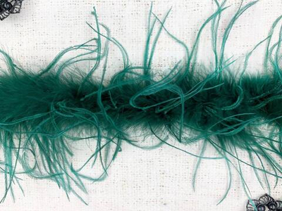 Боа страусиное, ш. 23 см, 21-25 гр, тёмно-зелёный