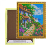 Алмазная мозаика Alingar, на подрамнике, с полным заполнением, (глянц) дизайн рамка, 30х40 см, 20 цветов, "Домик на берегу"
