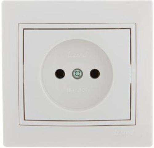Розетка 1-м СП Mira 16А IP20 без заземл. с бел. вставкой керамика белый