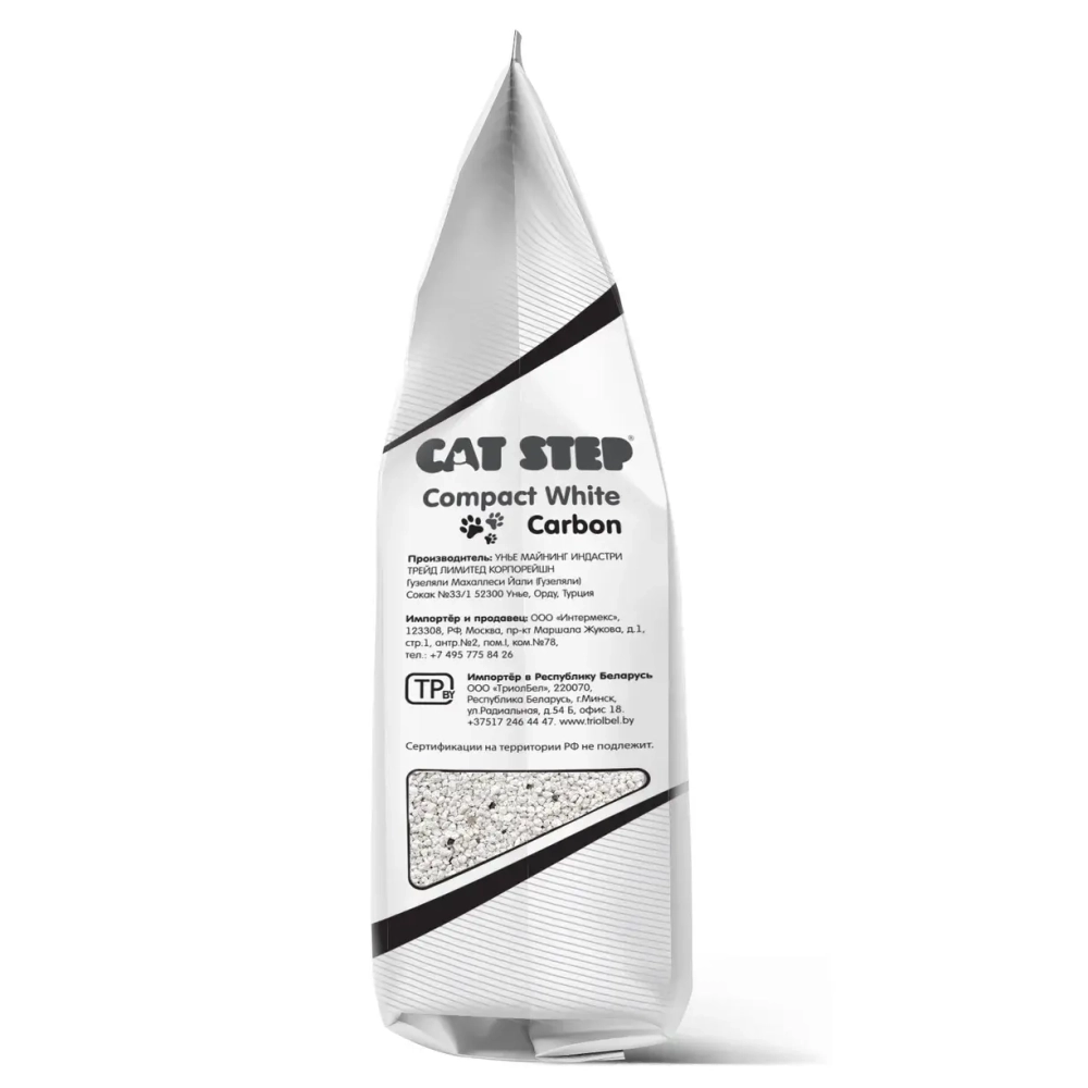 Наполнитель комкующийся минеральный Cat Step Compact White Carbon, 5л