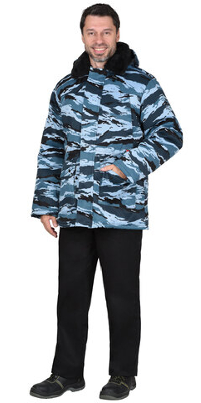 Куртка Охранника зимняя удлиненная КМФ Серый вихрь