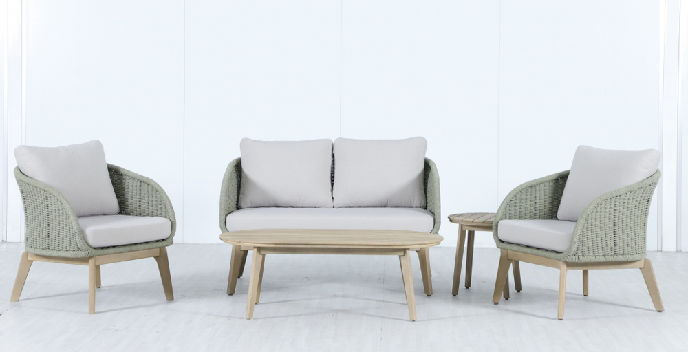 Комплект плетеной лаунж-мебели на 4 персоны Tagliamento Madrague, светлый тик, бежевый