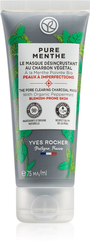 Yves Rocher очищающая маска с активированным углем Pure Menthe