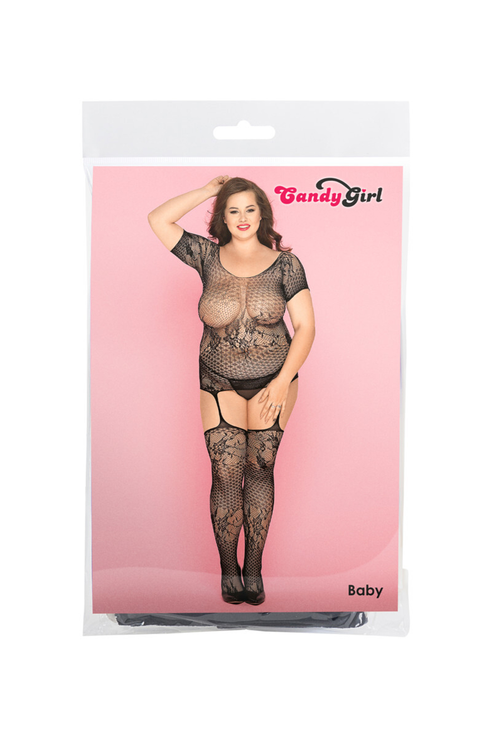 Костюм-сетка и стринги Candy Girl Baby черные, 2XL