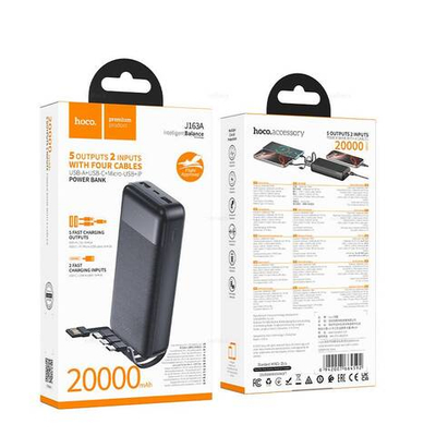 Hoco J163A Wonderful портативный аккумулятор с 4 кабелями (20000mAh)