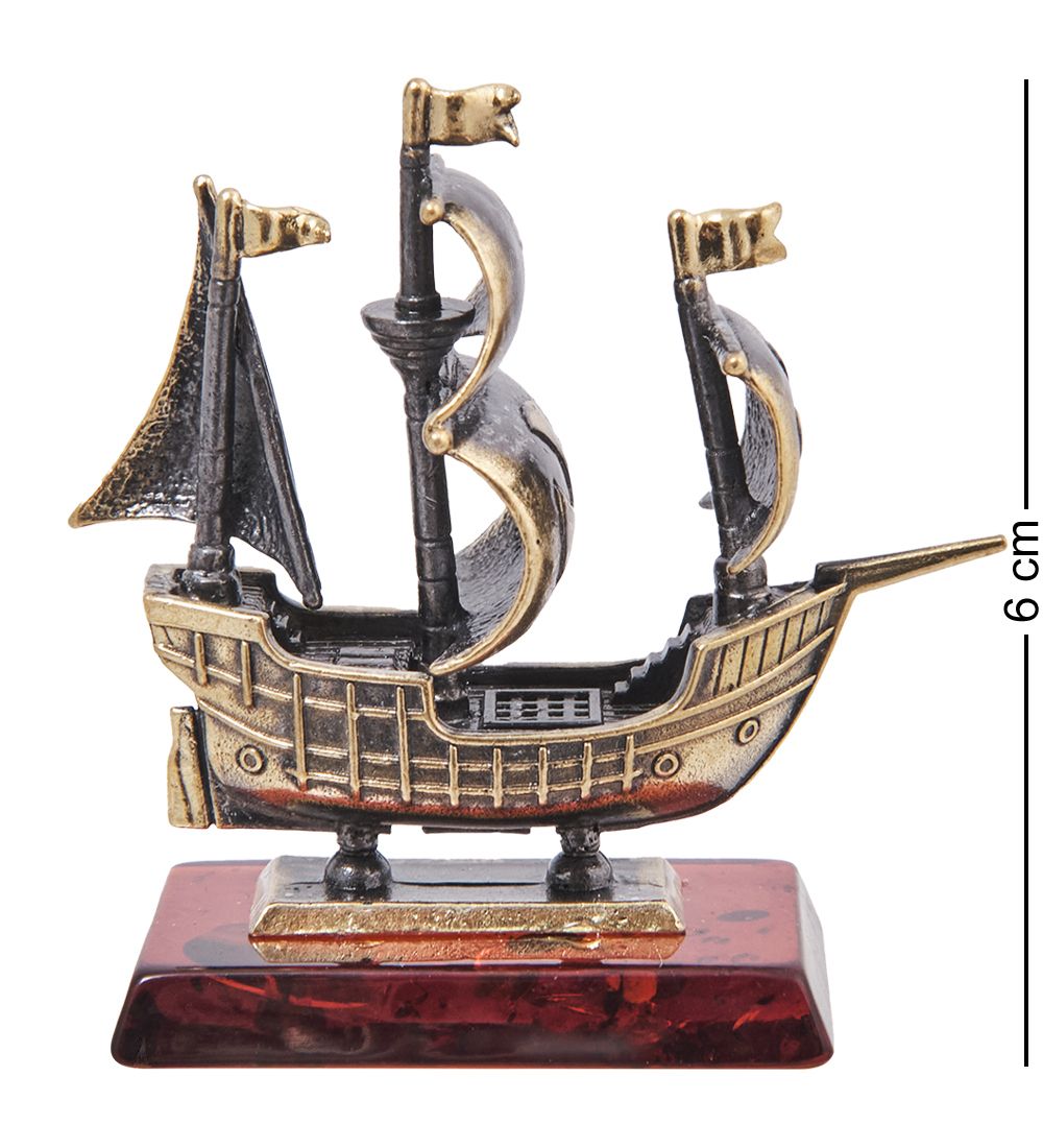 Народные промыслы AM-4123 Фигурка «Каравелла» (латунь, янтарь)