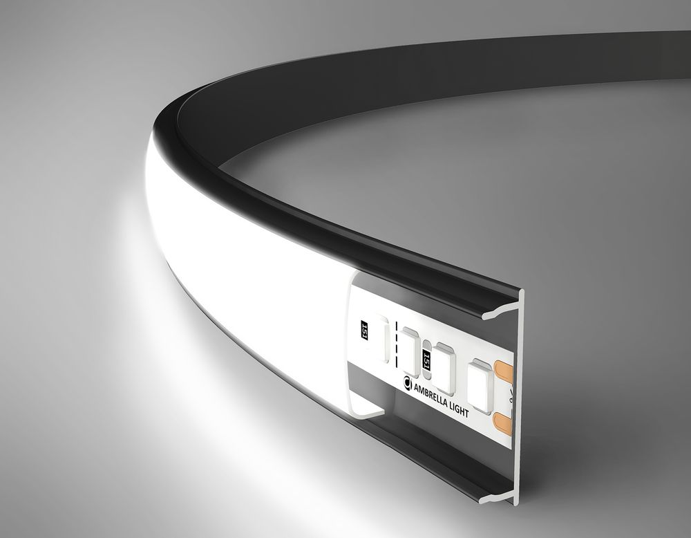 Ambrella Алюминиевый профиль накладной гибкий 18*4 для светодиодной ленты до 15мм Alum Profile GP1600BK