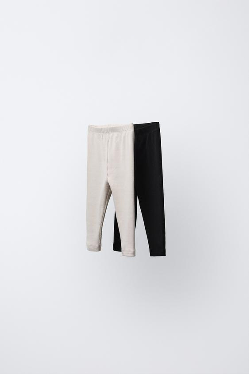 ZARA НАБОР ИЗ ДВУХ ОДНОТОННЫХ ЛЕГИНСОВ, ЧЕРНЫЙ