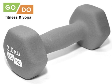 Гантель GO DO в виниловой матовой неопреновой оболочке. Вес 3 кг.  (Серый)