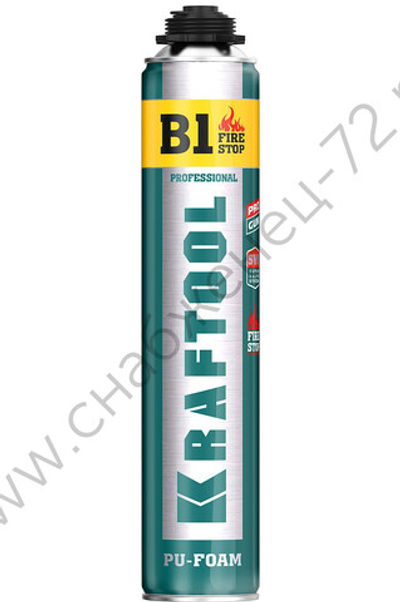 KRAFTOOL FIRE STOP B1, выход до 45л 750мл SVS не залипающий клапан °С=240, пистолетная огнестойкая, Монтажная пена (41186)