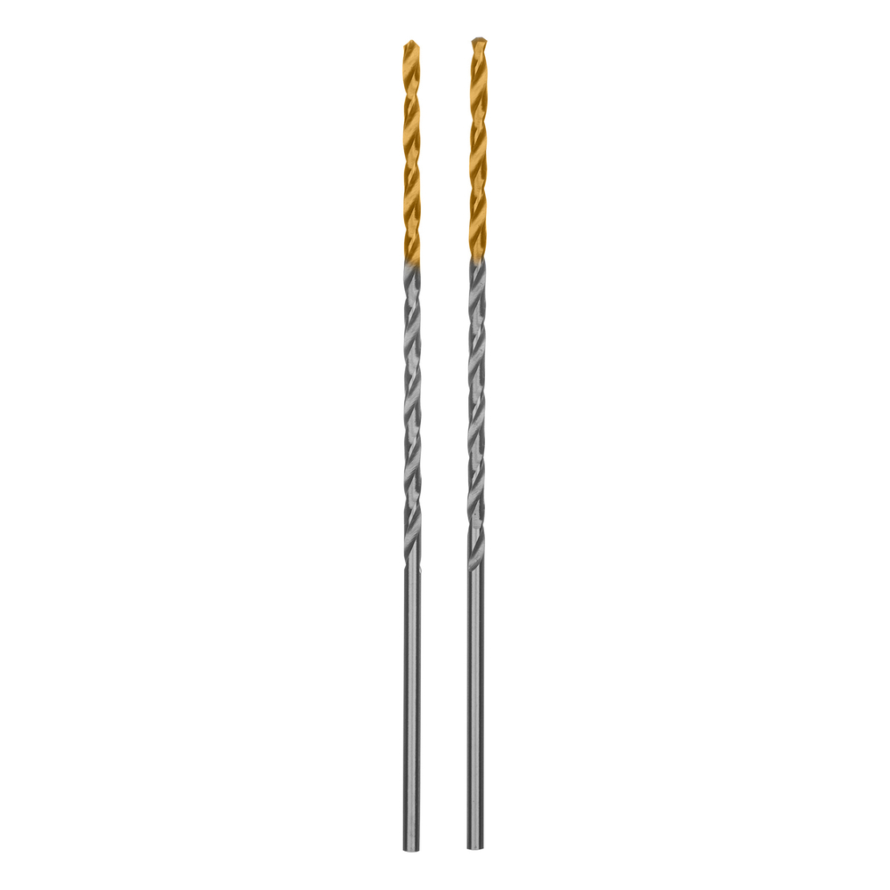 Сверло спиральное по металлу 2 х 86 мм Р6М5, Golden Tip, удлиненное, 2шт. Denzel