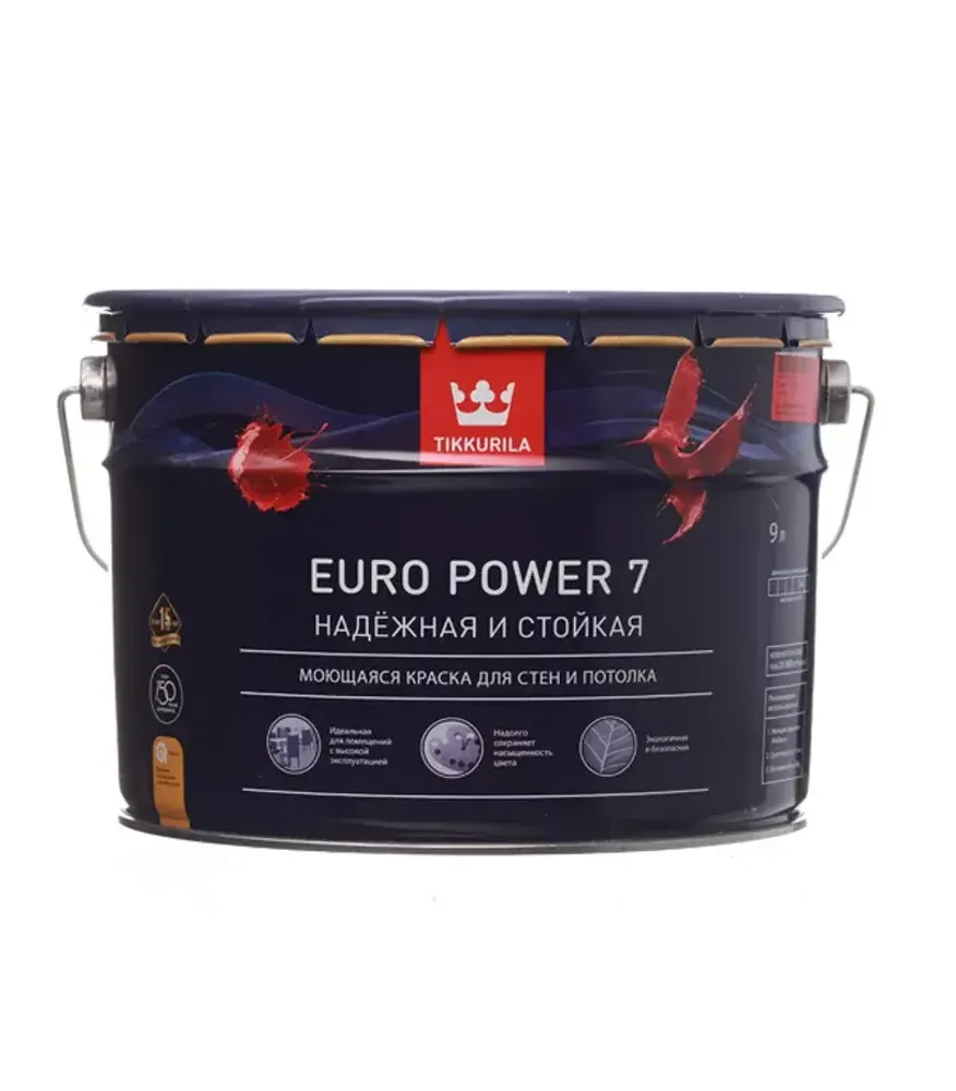 КРАСКА ВОДНО-ДИСПЕРСИОННАЯ TIKKURILA EURO POWER 7 (9 Л)