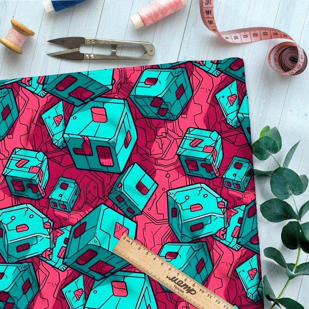 Ткань премиум дюспо кубическая фантазия