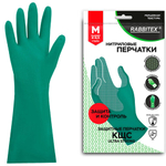 Перчатки нитриловые КЩС, ULTRA STRONG, химически устойчивые, с хлопковым напылением, зеленые, размер 8-8,5 M (средний), RABBITEX