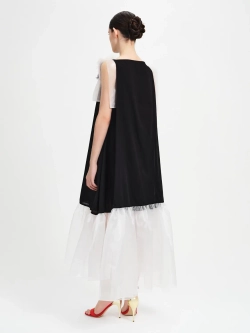 Платье черно-белое с перьями OLA OLA