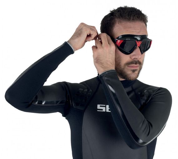 Очки-маска для плавания Seac Sonic тонированные стекла черный/красный