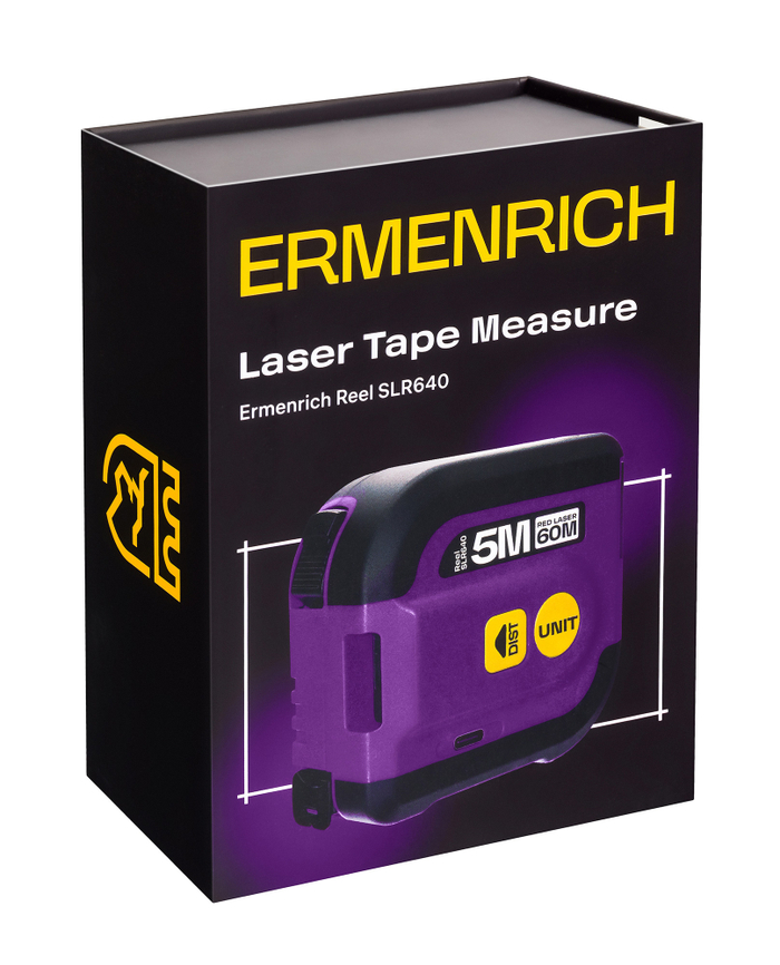 Рулетка с лазерным дальномером Ermenrich Reel SLR640, фиолетовый
