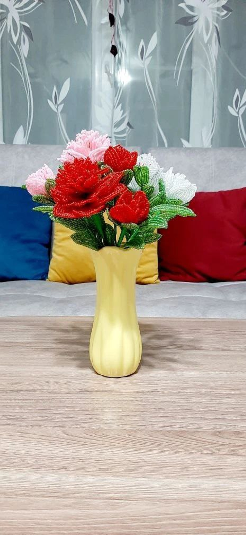 Пионы из бисера 29см