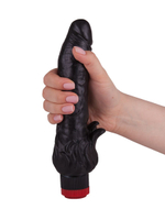 Чёрный вибратор с клиторальными лепестками - 18,5 см. (Цвет: черный)