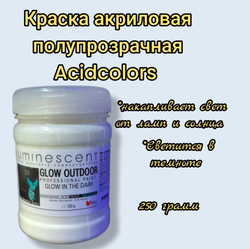 Краска для фасадных работ AcidColors Luminescent Glow Outdoor 250 грамм сине зеленое свечение