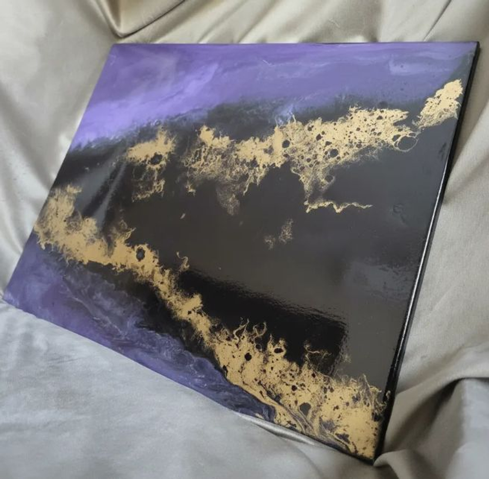 Подарочный модуль часы и картина из смолы ручная работа