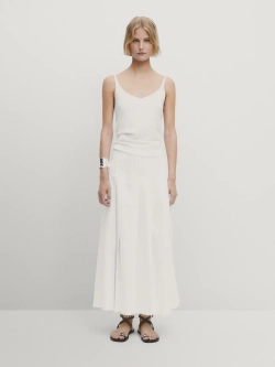 Massimo Dutti Топ из 100% хлопка с бретелями, белый