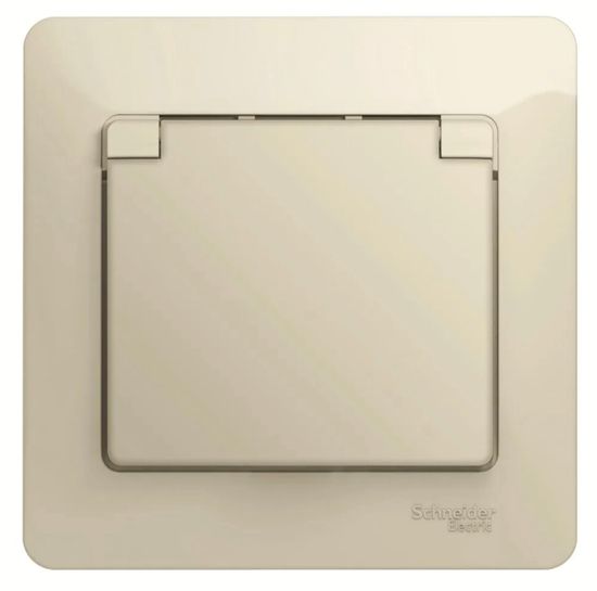 Розетка 1-м СП Glossa 16А IP20 с заземл. защ. шторки с крышкой в сборе беж. SE GSL000246