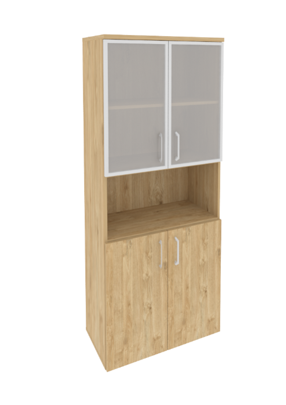 Шкаф высокий широкий с 2 комплектами дверей и стеклом в раме Onix