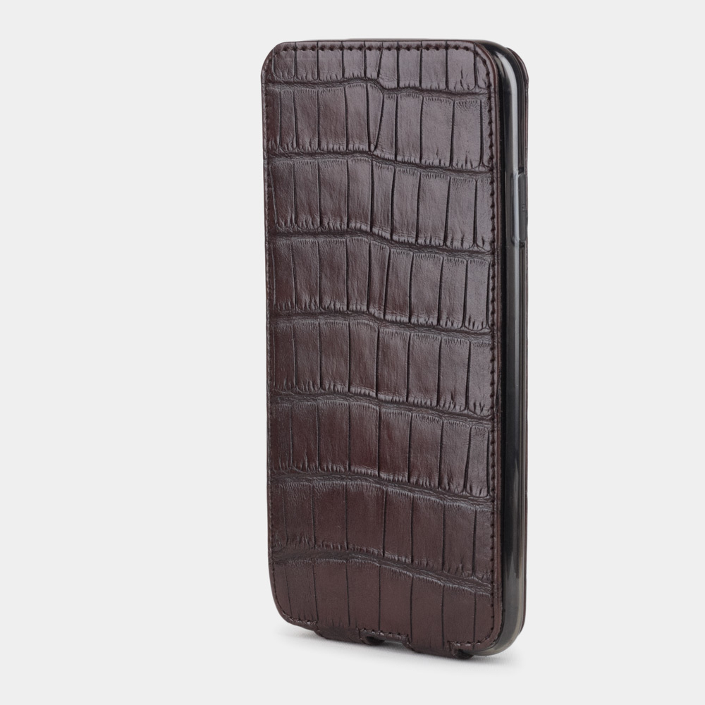 Чехол для iPhone XS Max из натуральной кожи крокодила, цвета коричневый винтаж